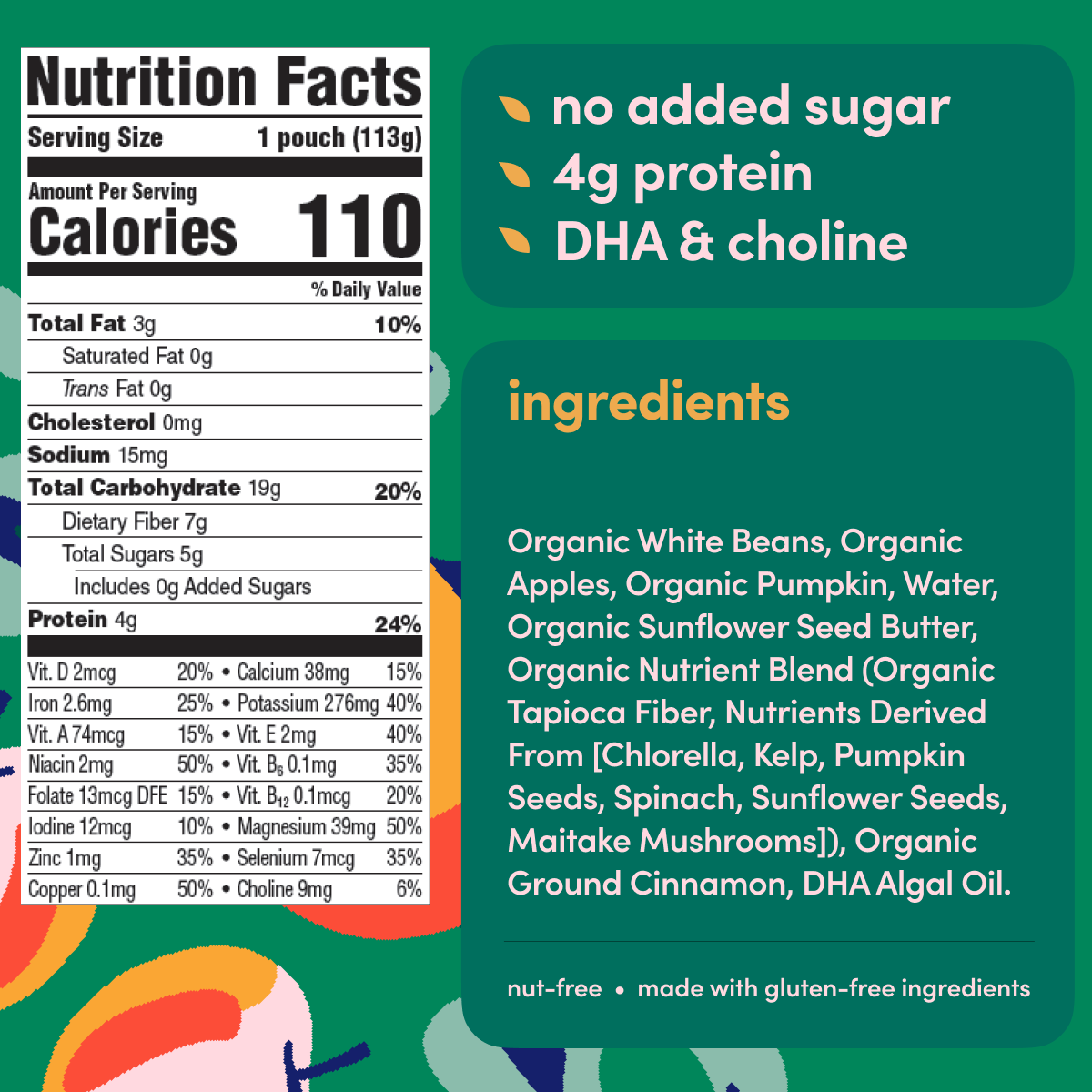 White Bean Pumpkin Apple Puree Nutrition Graphic