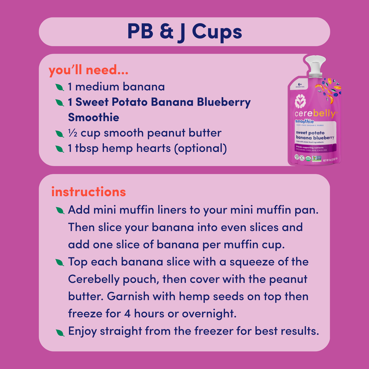 Sweet Potato Banana Blueberry Smoothie 6 Pack