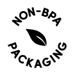 Non-BPA packaging logo with a leaf symbol